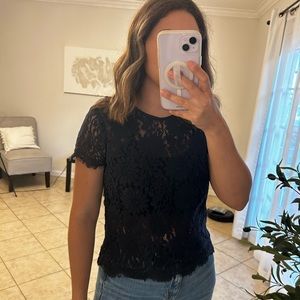 Navy blue lace top